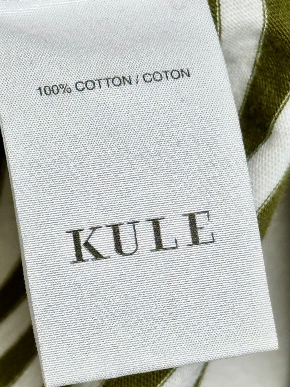 KULE The Modern Striped Long Sleeve Cotton Tee Green White Portugal Sz S - Picture 7 of 8